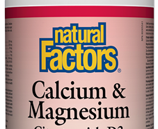 Calcium & Magnesium Citrate w/D, 180 tablets  (Natural Factors)