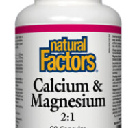 Calcium & Magnesium 2:1 plus vitamin D3, 90 capsules  (Natural Factors)