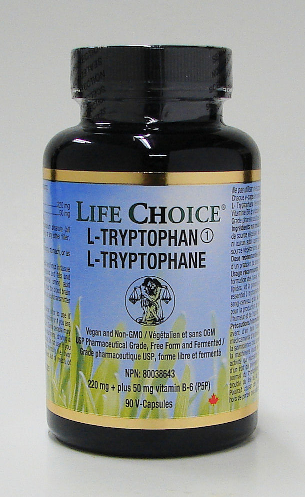 L-Tryptophan, 220 mg plus 50 mg vitamin B6, 90 vcaps (Life Choice)