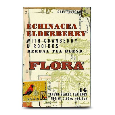 Echinacea Elderberry with Cranberry & Rooibos herbal tea blend, 16 tea bags (Flora)
