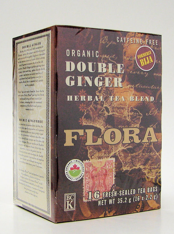 flora organic double ginger herbal tea blend, 16 bags (flora)