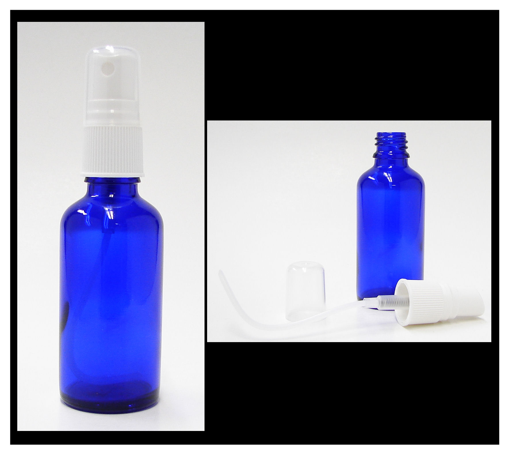 50 ml cobalt blue bottle with atomizer (alypsis)