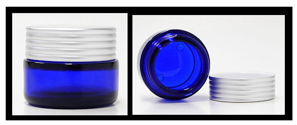 30 ml cobalt blue ointment jar with silver cap (alypsis) image