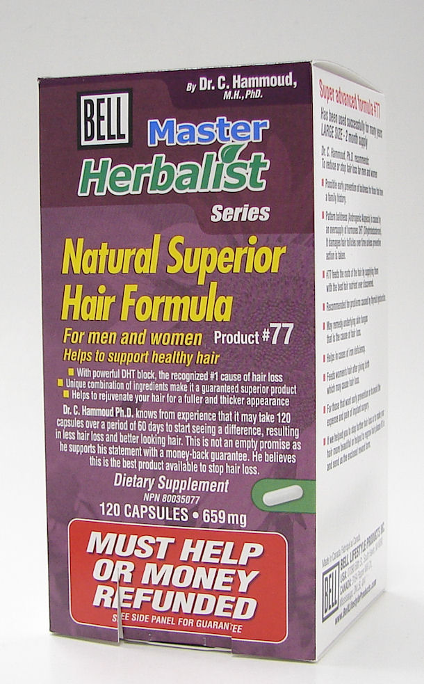 Bell #77 Master Herbalist Natural Superior Hair Formula, 659 mg 120 caps (Bell lifestyle)
