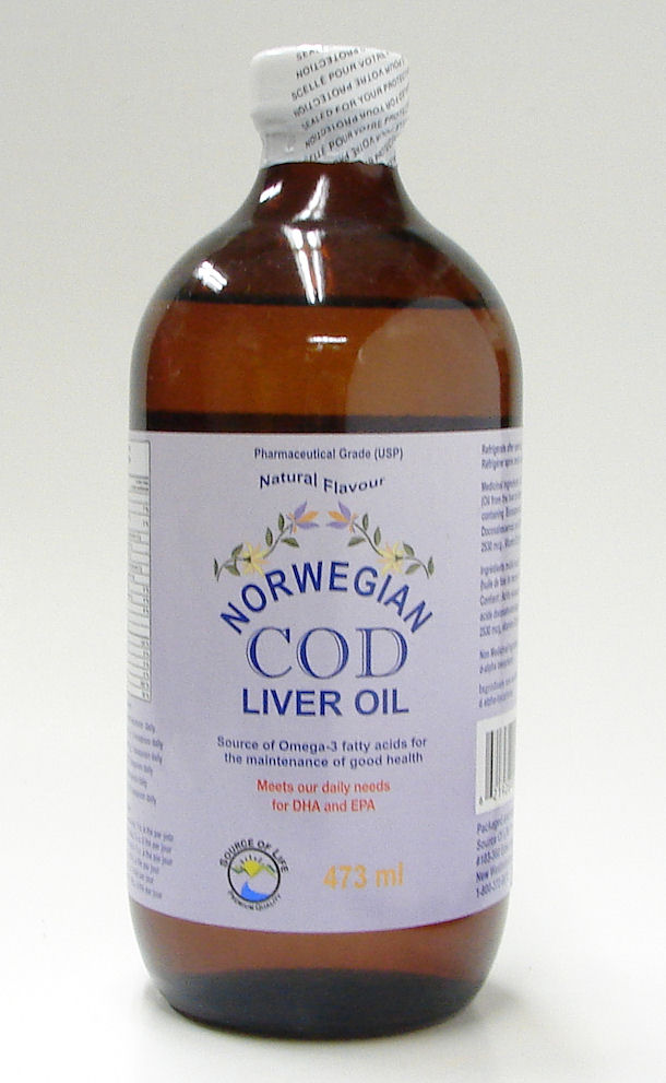 Norwegian Cod Liver Oil, Natural Flavour,  473 ml (Source of Life)