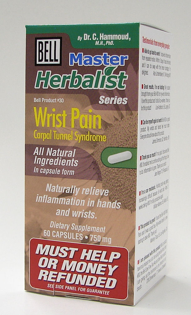 Bell Master Herbalist #30 Wrist Pain, Carpal Tunnel Syndrome, 750 mg, 60 caps (bell lifestyle)