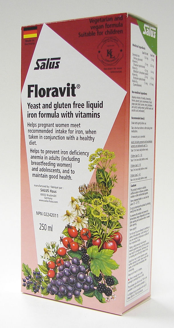 salus floravit yeast and gluten free liquid iron formula with vitamins, 250 ml (flora)