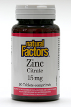Zinc Citrate, 15 mg, 90 tablets  (Natural Factors)