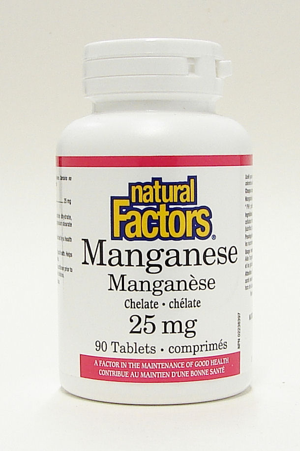 manganese chelate 25 mg, 90 tabs (natural factors)