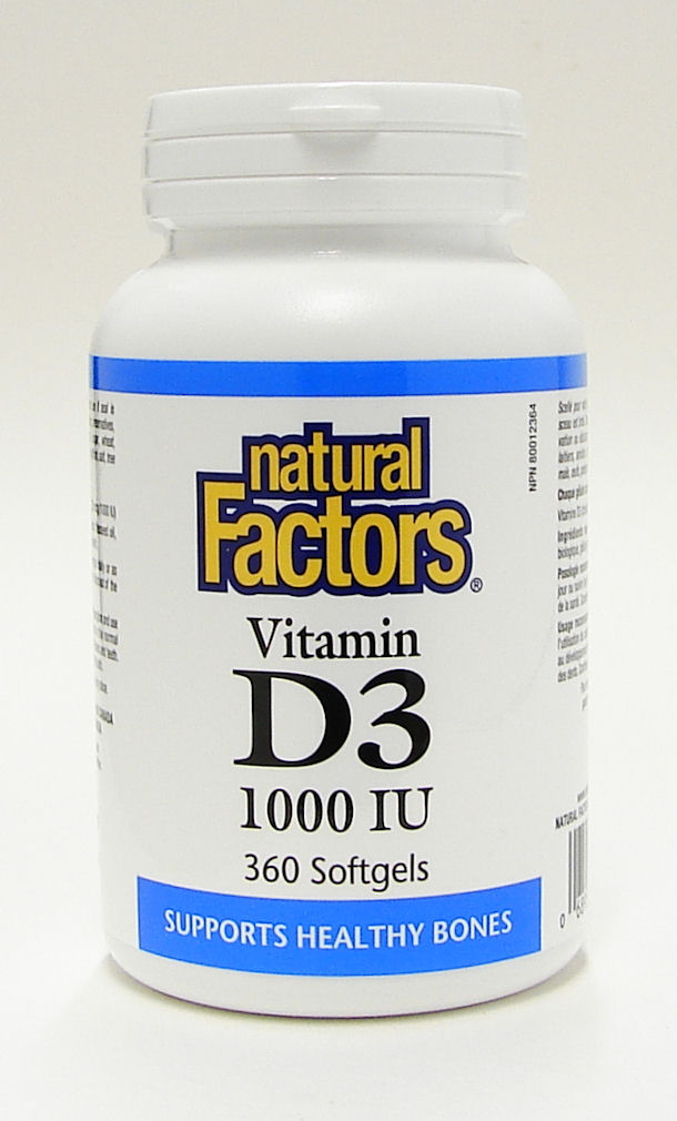 Vitamin D3, 1000 IU, 360 softgels  (Natural Factors)