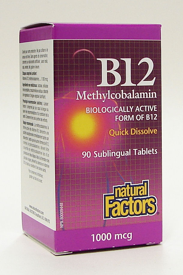 vitamin B12 methylcobalamin, 1000 mcg, 90 sublingual tablets (natural factors)