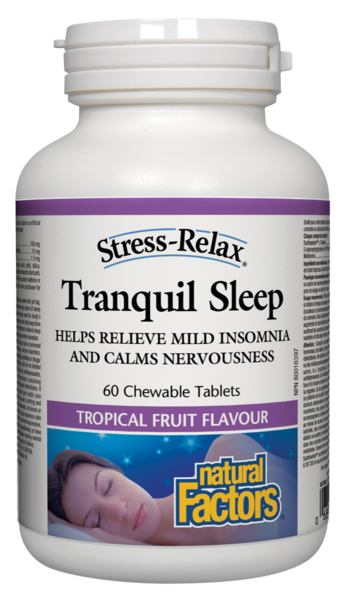 Stress-Relax Tranquil Sleep (Natural Factors), 60 chewable tabs, Tropical Fruit Flavour