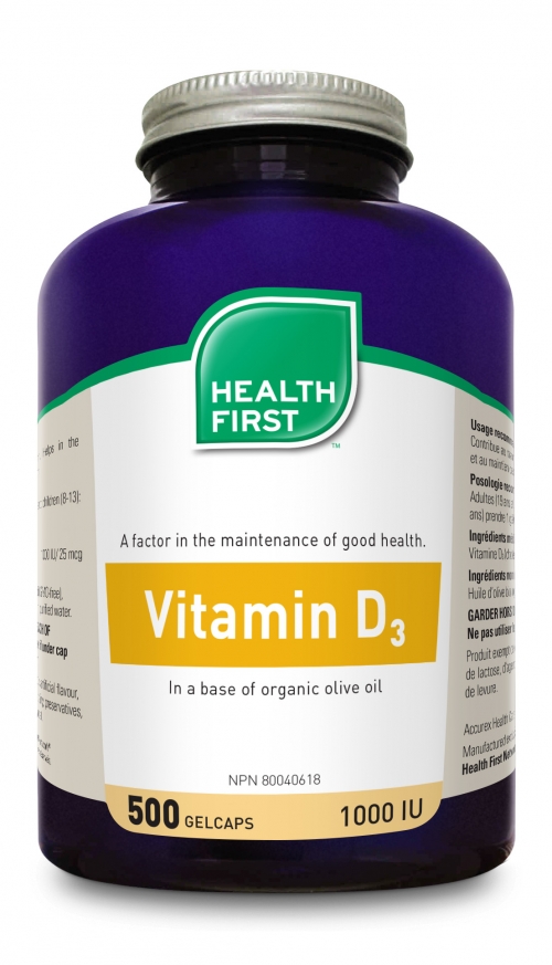Vitamin D3 500 gelcaps 1000IU (Health First)